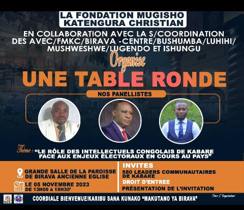 Sud Kivu : Enjeux électoraux : la fondation Mugisho katengura christian et ses hôtes organisent une table ronde ce 5 novembre